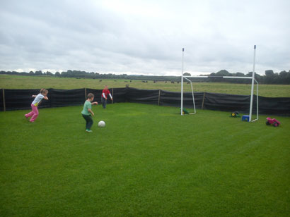 Playing outside on the football pitch